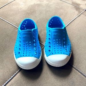 Blue children’s native shoes.